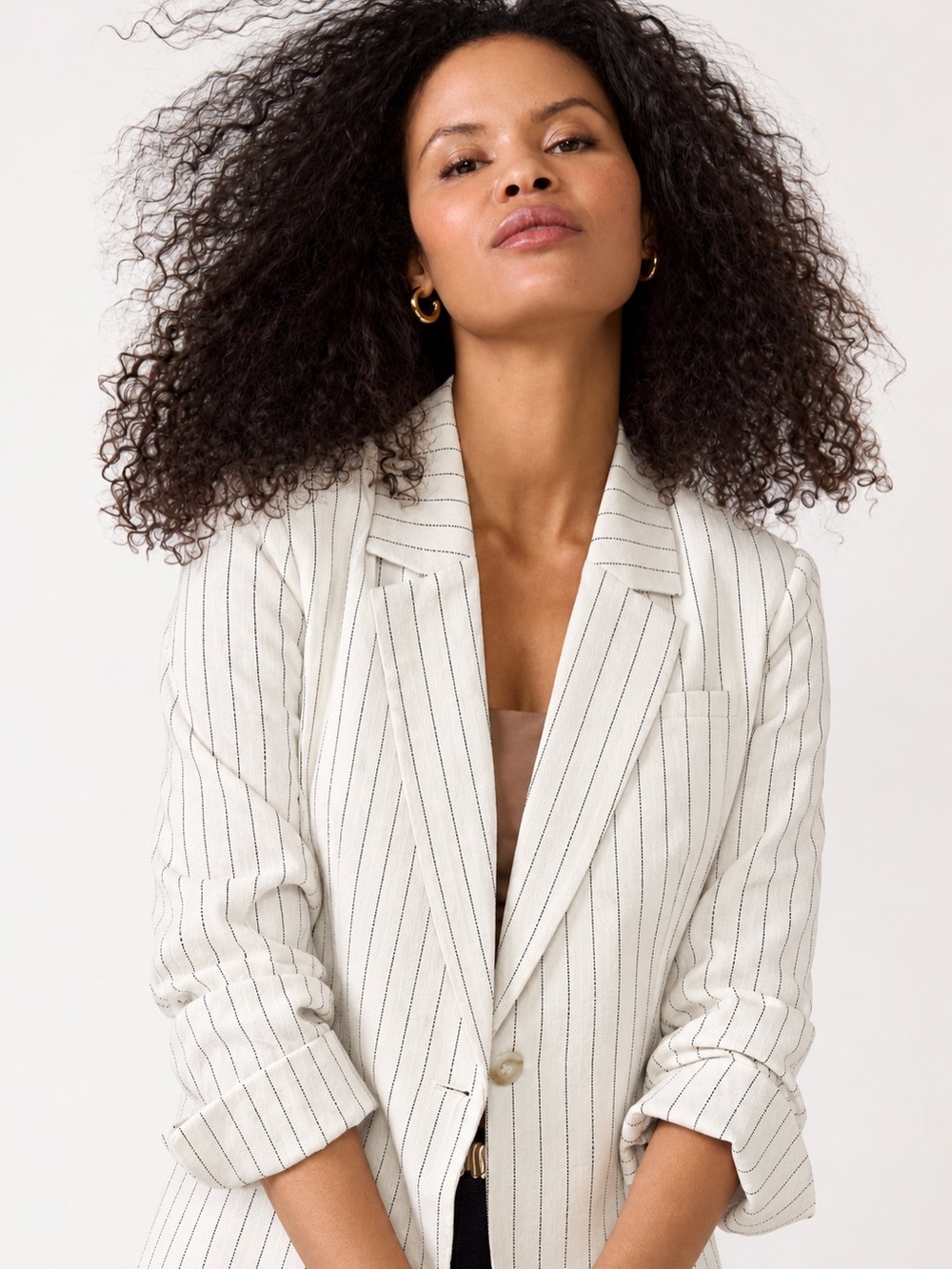 Evereve Palmer Stripe Linen Blend Blazer Size Small